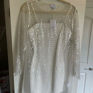 Sequin Embellished White Dress